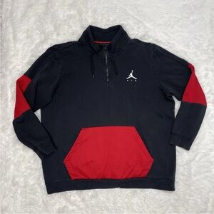Nike Air Jordan Hybrid Fleece Men’s Size 3XL Sweatshirt 1/4 Zip Black Red AH6238